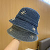 珍珠牛仔渔夫帽女韩版春夏季复古百搭盆帽可折叠潮素颜显脸小帽子