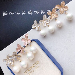 欧比雅比s925银针长款珍珠，防过敏花朵耳环，韩国网(韩国网)红ins耳饰女