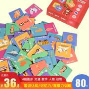儿童记忆力训练动物数字配对卡片找相同翻翻乐游戏翻牌消消乐玩具