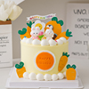 儿童周岁生日蛋糕装饰可爱卡通小兔子摆件兔宝宝，百天满月烘焙装扮