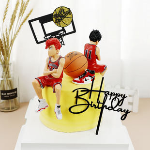 烘焙蛋糕装饰摆件男孩篮球高手灌篮球鞋父亲节网红装扮插件插卡