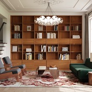 北美樱桃木客厅书柜图书馆满墙书柜实木定制樱桃木书架