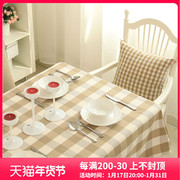 布艺美式田园布艺欧式棉格子，套装餐桌台布，椅套简单桌布可定制
