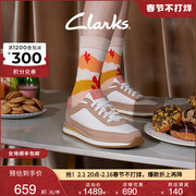 Clarks其乐女鞋德训鞋春秋小白鞋拼色潮流舒适休闲板鞋运动鞋