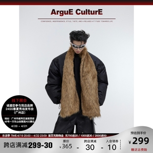 culture24s小众防貂毛皮草，加厚棉服可拆卸围脖，拼接设计感宽松外套