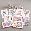 韩国创意镂空雕刻可爱卡通生日祝福贺卡对折带信封留言感谢小卡片