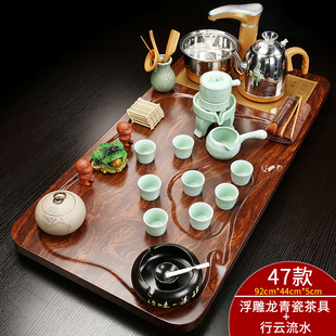 茶盘带电磁炉一体全自动乌金石实木功夫茶具整套家用嵌入式茶桌