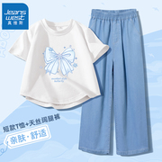 真维斯女童夏装套装，2024夏季儿童洋气衣服，女大童休闲两件套夏