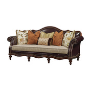 圣奇尼高靠背椅单人欧式实木，雕花沙发组合客厅美式皮皮，布结合(布结合)奢华