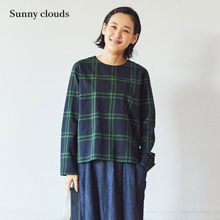 桑妮库拉/Sunny clouds 女式纯棉黑绿格子罩衫