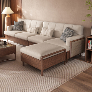 新中式全实木布艺沙发北欧日式冬夏储物拆洗两用型客厅白蜡木家具