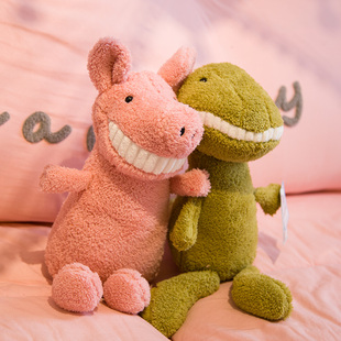 微笑大牙小猪公仔娃娃，恐龙毛绒玩具可爱丑萌玩偶，睡觉抱枕女生床上
