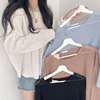 韩国chic夏季气质圆领套头薄款冰丝上衣宽松百搭长袖防晒针织衫女