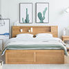 实木床白橡木(白橡木)高箱床双人床北欧现代简约卧室，家具1.5米1.8米储物床