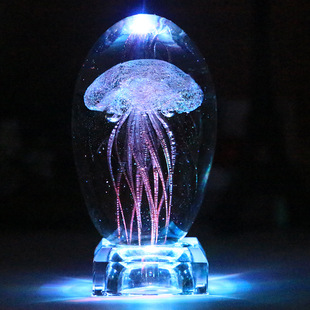 创意水母灯水晶办公室电脑桌面摆件电竞装饰品工艺品送女生日礼物