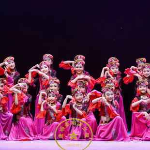新疆舞克孜力古丽维吾尔族，小小古丽舞蹈服少儿，维族鲜花绽放演出服