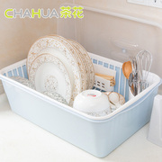 茶花带盖碗碟架放碗架塑料收纳盒沥水置物架装碗筷收纳箱厨房碗柜
