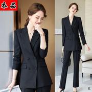 黑色职业装西装套装女长袖春秋2023高级感显瘦西服外套工作服