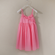 夏季女童公主裙纯棉吊带裙儿童裙子纯色背心裙粉红色连衣裙沙滩裙