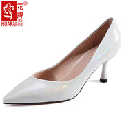 上海花牌女鞋高跟鞋，牛皮细跟职业女羊皮垫，真皮特大特小码21521-1