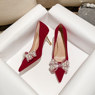 气质红色高跟鞋婚鞋新娘鞋女中式秀禾服结婚鞋小众高级感不累脚