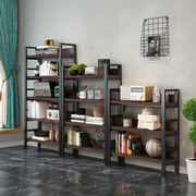 简易实木书架置物架落地客厅储物架，货架多层组合收纳铁艺简约书柜
