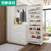雪鹏现代简欧衣帽架鞋柜，一体大容量玄关柜，多层抽拉式鞋架6n-235