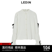 乐町蝴蝶结雪纺衬衫，2023秋季白色，上衣c2cac4104