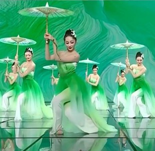 茉莉花舞蹈演出服2021春晚，同款儿童古典茉莉花开中国风伞舞舞蹈服