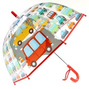 儿童卡通小雨伞宝宝，透明推拉开关男孩幼儿园，汽车伞男童透明伞