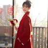 七月夕汉服 佳期 红色双面大衣新中式女中长款羊毛外套马面订婚服
