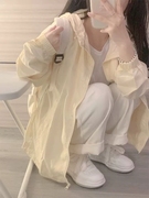奶黄色冰丝防晒衣女，2024夏季薄款外套，防紫外线宽松开衫防晒服