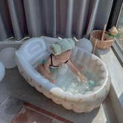 新生儿宝宝充气浴盆可坐躺婴儿，洗澡盆加厚大号儿童，旅行便携折叠盆