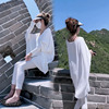 2023夏季时尚套装韩版宽松蝙蝠，袖长袖上衣打底裤防晒两件套女