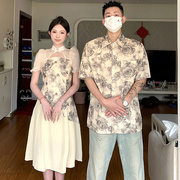 新中式国风情侣装夏装衬衫改良旗袍，连衣裙小众设计高级感一裙一衣