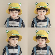 儿童帽子春秋男童渔夫帽，夏季薄款男孩盆帽女童，太阳帽可爱青蛙男宝