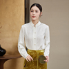 新中式白衬衫女上衣刺绣盘扣马面裙搭配复古中式女装国风2024