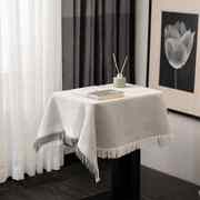 北欧灰色棉麻桌布盖巾简约防尘圆桌盖布四季防滑卧室客厅茶几台布