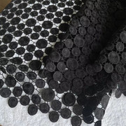 欧美黑色几何图形立体水溶蕾丝，花边布料半身裙，设计师连衣裙面料