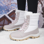 双星女鞋加绒加厚保暖棉鞋防水防滑耐磨雪地靴冬季户外高帮靴橡胶