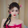 新中式花朵耳环复古中国风夸张长款流苏耳坠新娘气质高级感耳饰品
