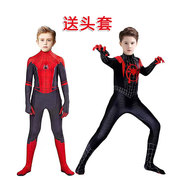 六一儿童蜘蛛侠套装紧身衣，装扮男童超人衣服，披风连体cos服装礼物