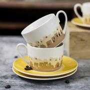 咖啡杯碟套装配勺北欧陶瓷，家用办公室下午茶，拿铁杯简约马克杯