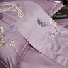 100支纯棉四件套高档床上用品婚庆全棉轻奢紫色，粉红色刺绣新中式