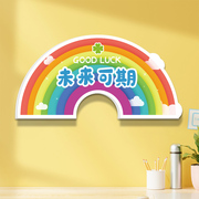 彩虹云朵励志墙贴幼儿园主题墙面装饰鼓励标语壁纸公主儿童房门贴