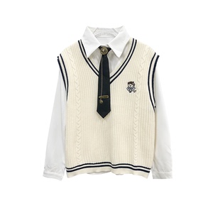 小田学院风刺绣马甲+长袖衬衫2件套 送领带 XT
