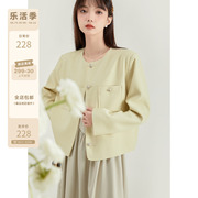 LILIEDIT/纯色圆领短款西装外套女春季宽松高级洋气时尚上衣