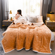 美式法兰绒加厚毛毯盖毯单人，双人珊瑚绒，毯子n三层秋冬保暖绒毯被