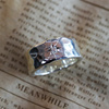 铁头的店e.m925纯银，戒指纯手工凹凸，亮面款水晶镶嵌情侣日系指环