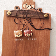 手工木制小熊猫吊坠冰箱贴钥匙扣，可爱乌檀木，红花梨镶嵌雕刻木饰